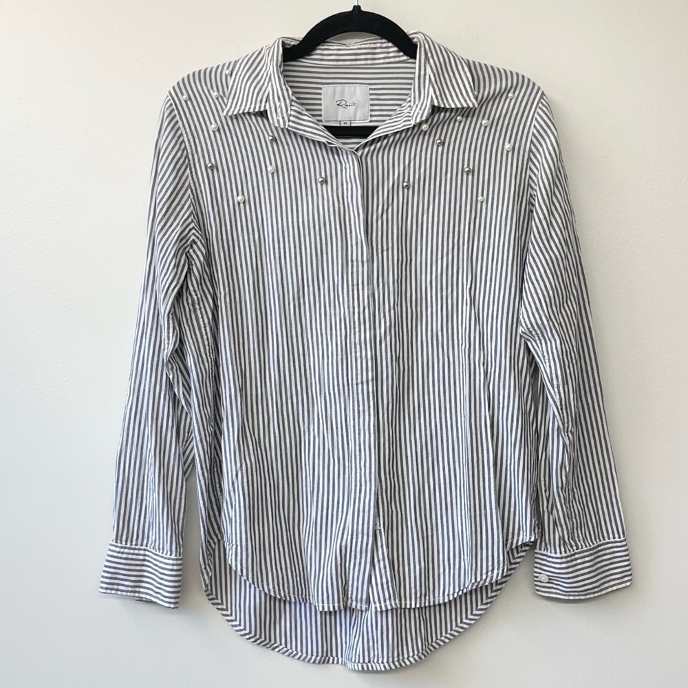 Rails Top Studded Pearls Button Up Shirt Striped Taylor Florence Style Size XS